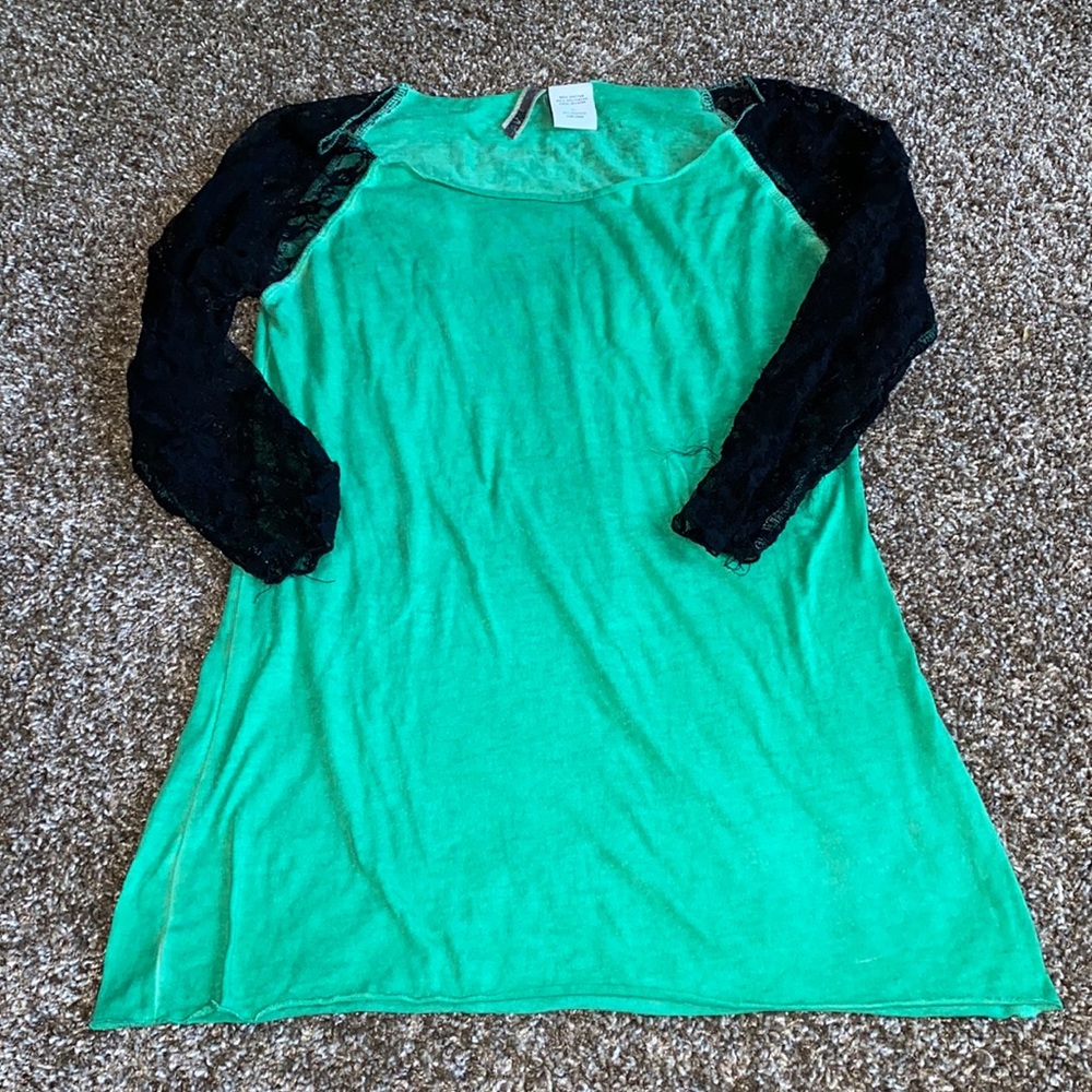 Green lacy top